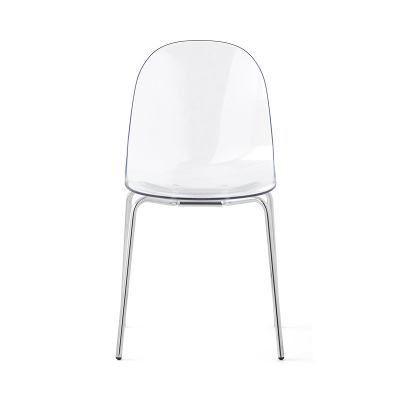 Academy Armless Chair with Metal Frame, Transparent/Chrome