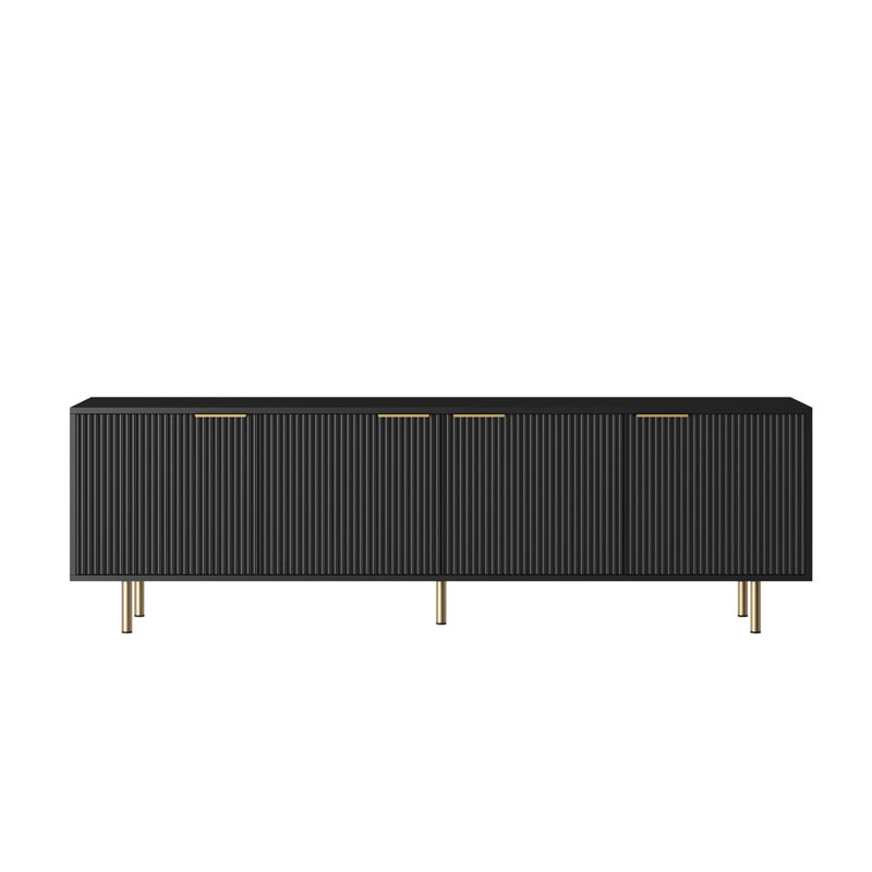 TV Stand Fluted 68" with Power Outlet, Black