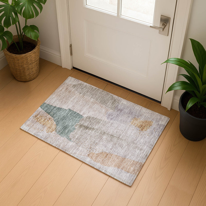 Tapis abstrait lavable à la machine Premium Mouton, Rectangle 1 pi 8 po x 2 pi 6 po