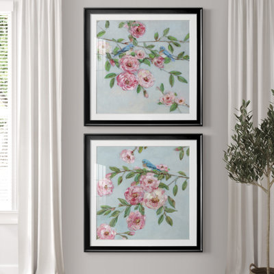 Première floraison I - Estampe botanique vintage, encadrée sous verre acrylique, lot de 2, décoration murale pour salon et salle à manger