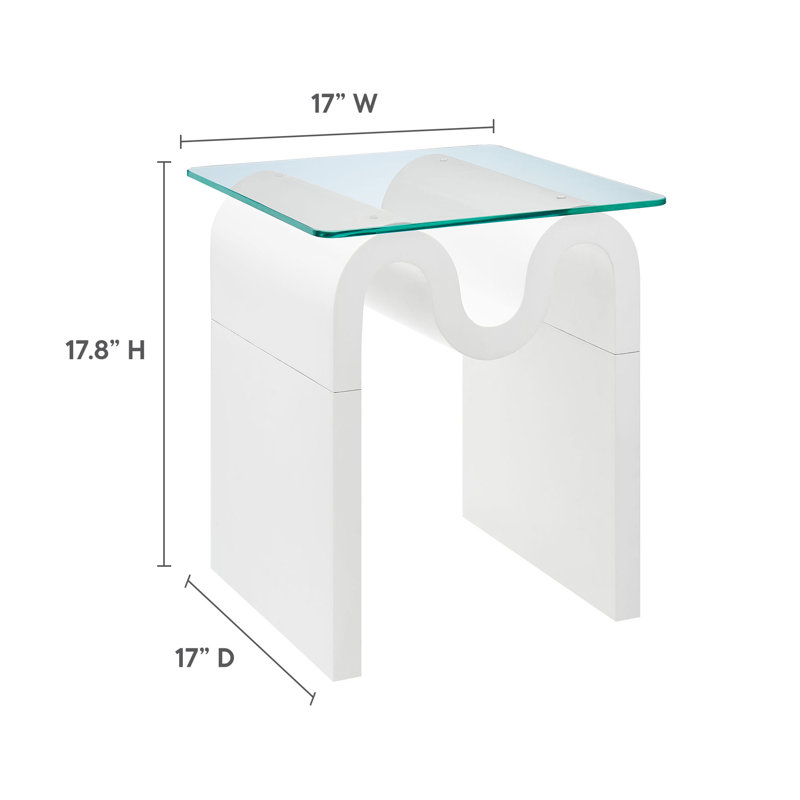 Ondine Glass Top Side Table In Spiced Apple, White