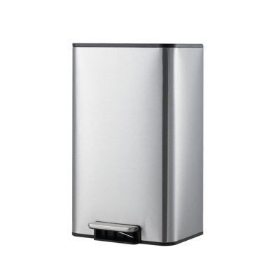 4.8 gal/18L Stainless Steel Trash Can, Slim Step-on Garbage Bin with Soft-Close Lid and Removable Inner Bucket, Fingerprint Resistant Waste Bin,Silver