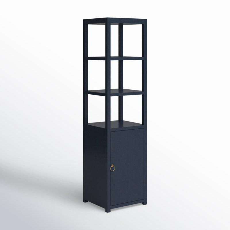 Elin 70" H x 18" W Etagere Bookcase, Navy Blue
