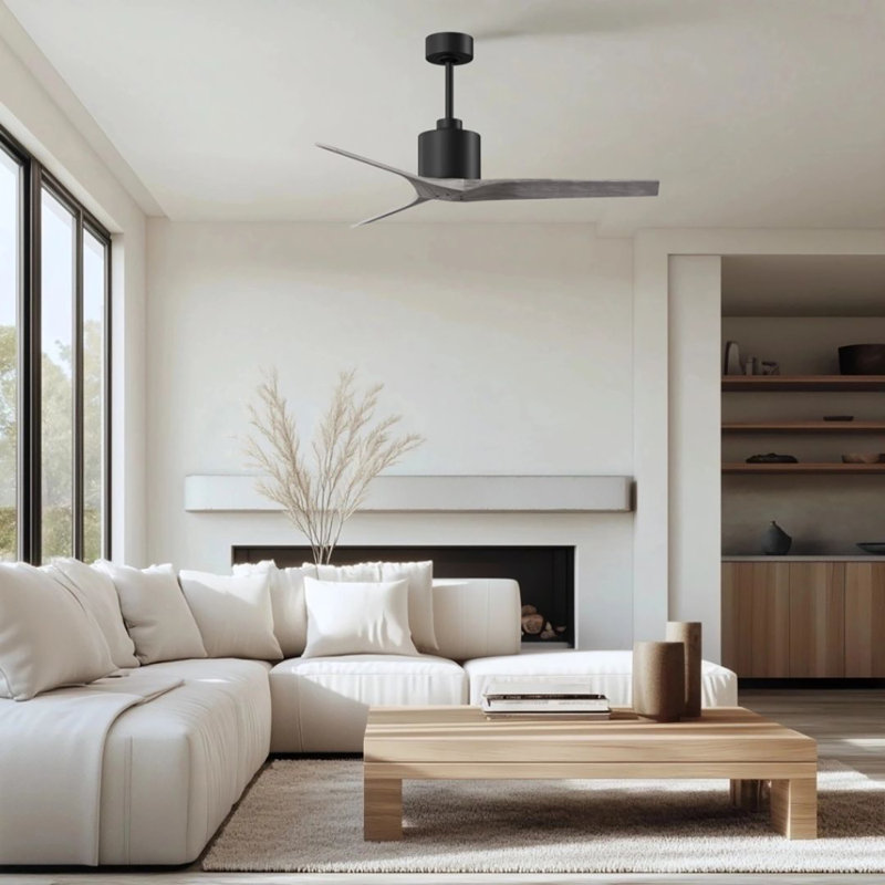 Mollywood - 42" Ceiling Fan - Textured Bronze Finish - Matte Black Blades, Matte Black, 52", Barn Wood Tone