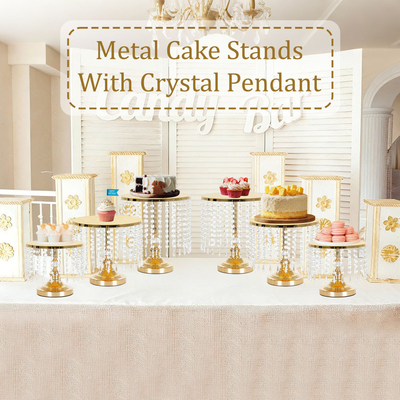 6-Piece Round Gold Metal Cake Stand Set for Wedding Birthday Party