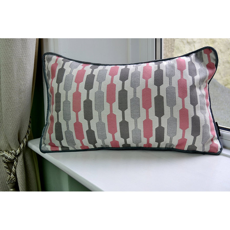 Lizeth Geometric Rectangular Cushion Cover, 30 x 50cm, Blush/Grey