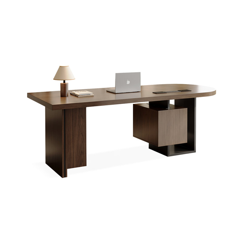 Bureau rectangulaire en bois manufacturé noir et brun, H 29,53 po x l 62,99 po x P 31,5 po
