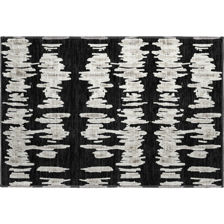 Premium Machine Washable Prisco Black Rug