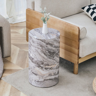 Table de bout ronde moderne en faux marbre 19,7 po Modern