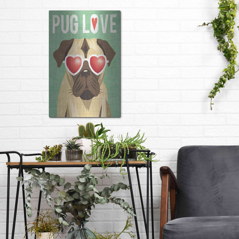 «Beach Bums Pug I Love» par Michael Mullan, H 16 po x l 12 po