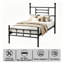 Cadre de lit simple en métal 18 po avec tête de lit, cadre de lit simple en métal avec rangement sous le lit, aucun sommier requis et assemblage facile, noir