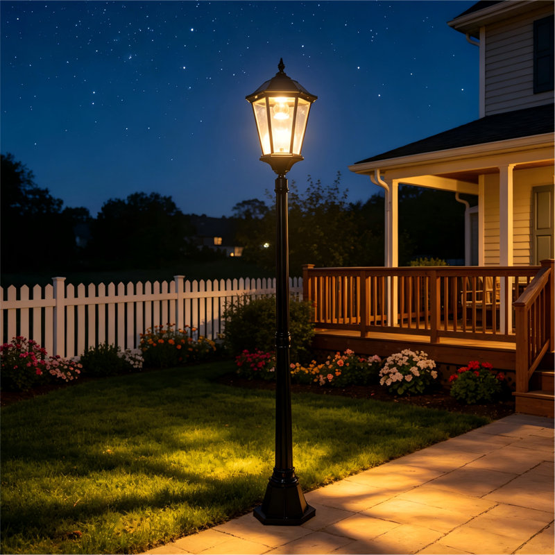 Solar Post Light Streetlight Black Aluminium