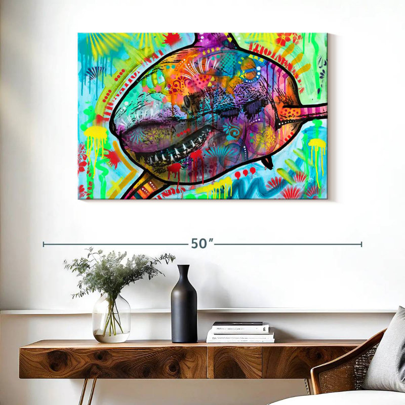 Requins colorés, H 26 po x l 39 po