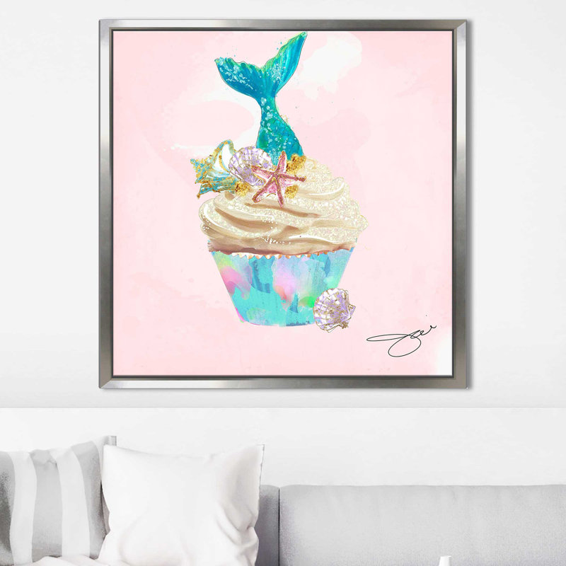 Sweet Mermaid (Square) par By Jodi - impression, Cadre flottant argent, H 21,5 po x l 21,5 po x P 2 po