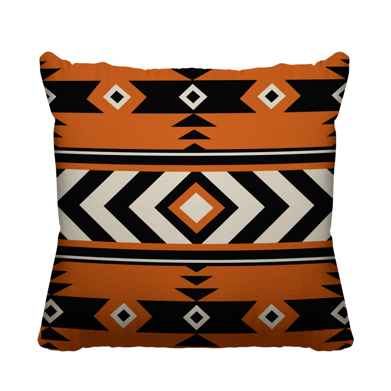Coussin intérieur / extérieur Fika Southwestern, L 15 po x H 15 po, Orange
