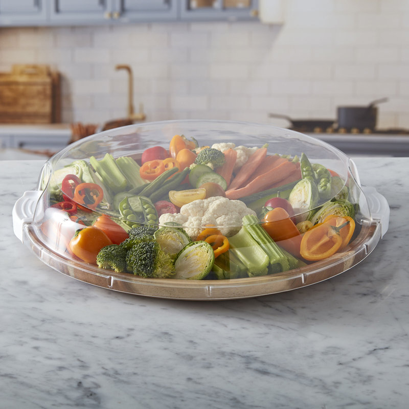Farberware Build-a-Board Round Acacia Charcuterie Board with Locking Lid