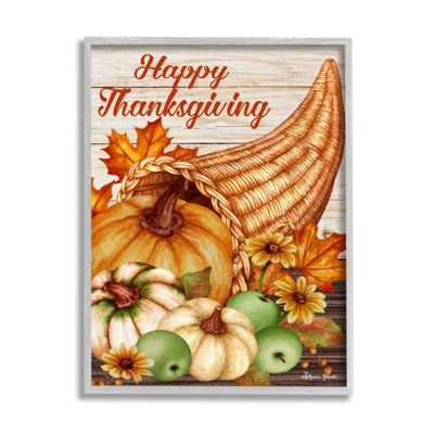 «Happy Thanksgiving Autumn Harvest Cornucopia» par Sheri Hart - impression d'art graphique