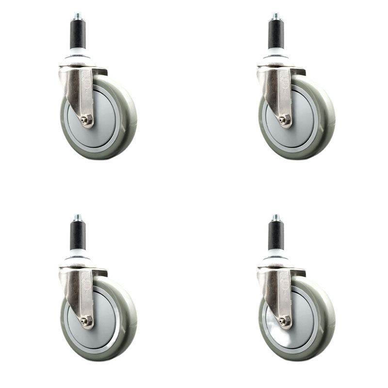 Ensemble de roulettes extensibles en polyuréthane pivotant, gris, H 5 po x l 5 po