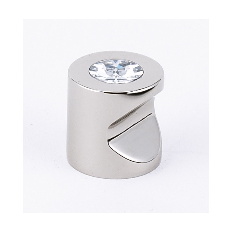 Swarovski Crystal Cylindrical Knob, Polished Nickel, 0.75" H x 0.75" W x 0.75" D