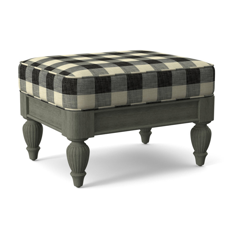 Grand View Ottoman, Black Buffalo Check; 0120-81, Celery Finish