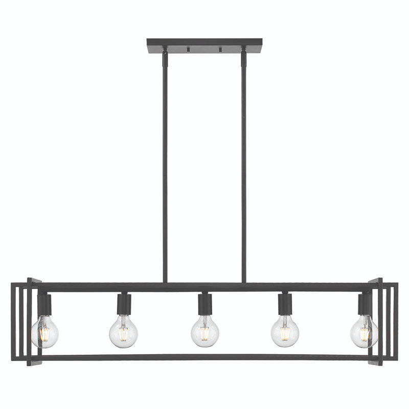 Isiah 5 - Light Kitchen Island Pendant, Matte Black Accents