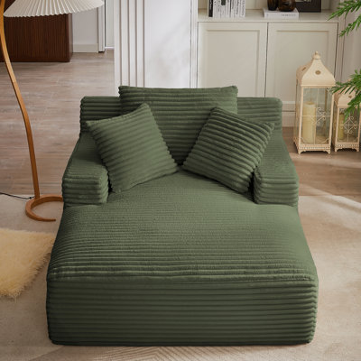 Méridienne rembourrée surdimensionnée en velours côtelé, canapé moderne sans assemblage requis, canapé-lit confortable pour le salon et le bureau