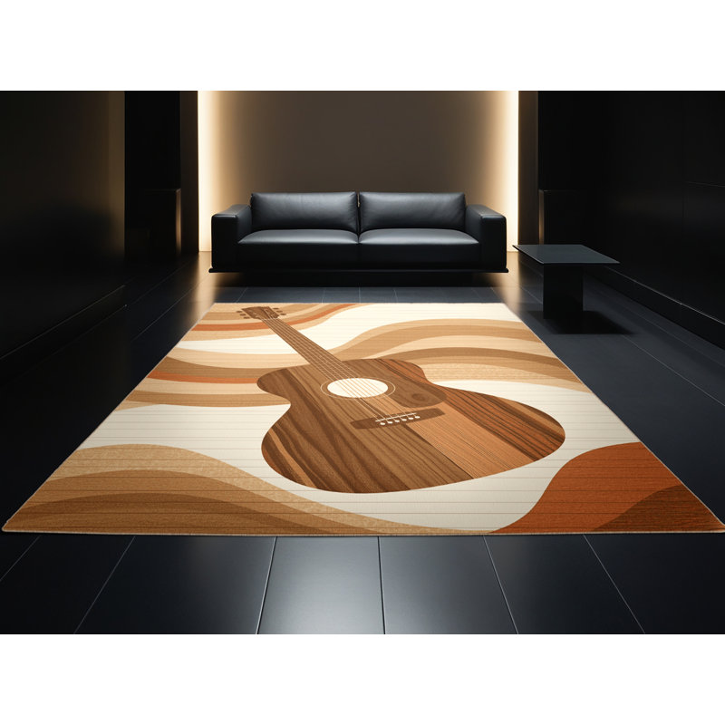 Tapis moelleux et moelleux en bois moderne et contemporain Glenmore, 3 x 5