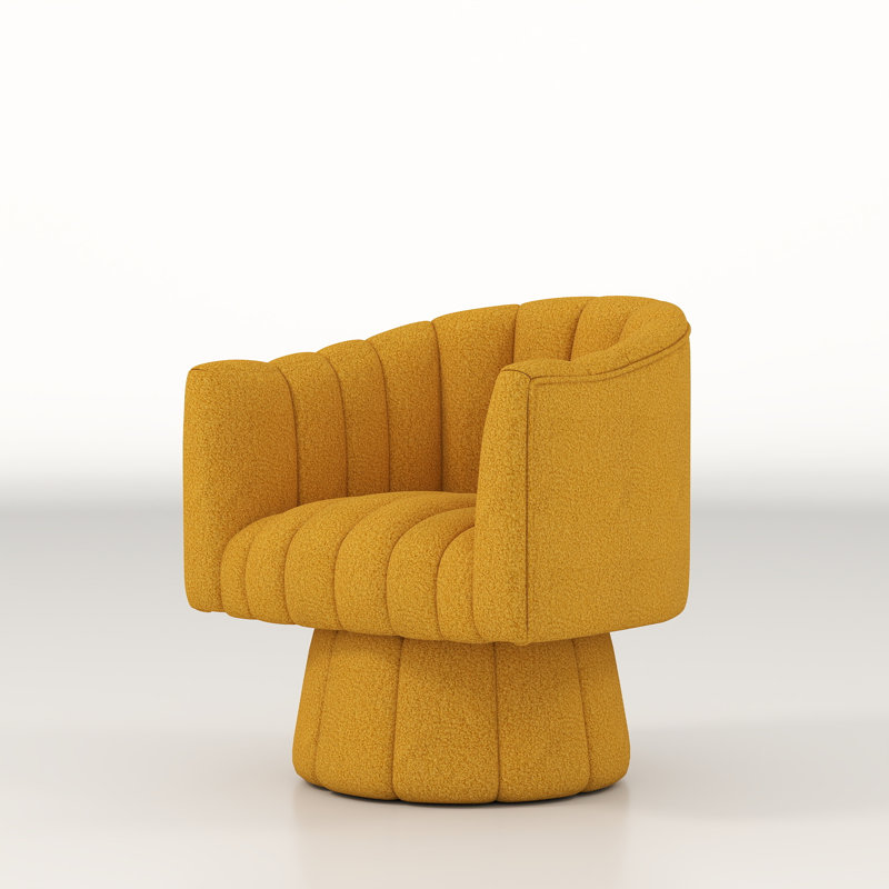 Murrow Upholstered Swivel Barrel Chair, Mustard Teddy