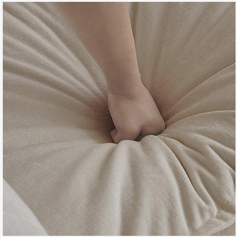 Canapé en chenille deux places avec repose-pieds, canapé modulaire en L avec repose-pieds 2 places, causeuse avec repose-pieds pour petit espace de vie, chenille beige
