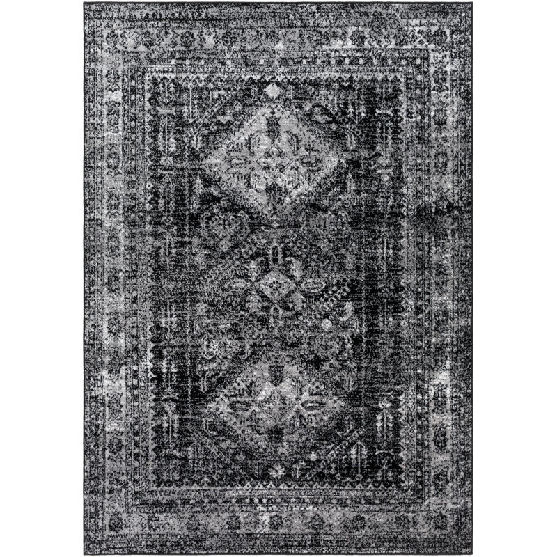 Priston Oriental Black Area Rug, Rectangle 9' x 12'