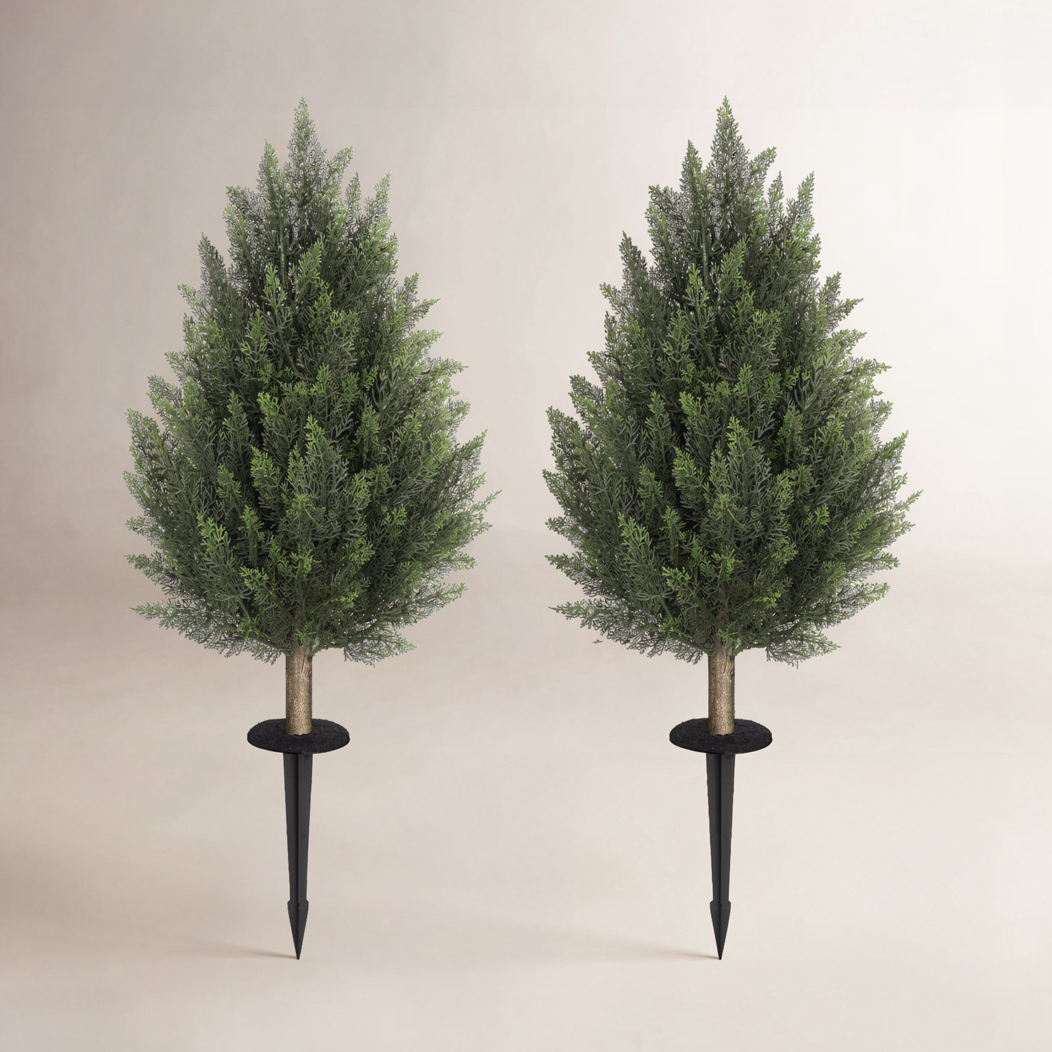 Artificial Ground Inserted Cedar - Tower Shaped, 32.4" H x 17.7" W x 17.7" D