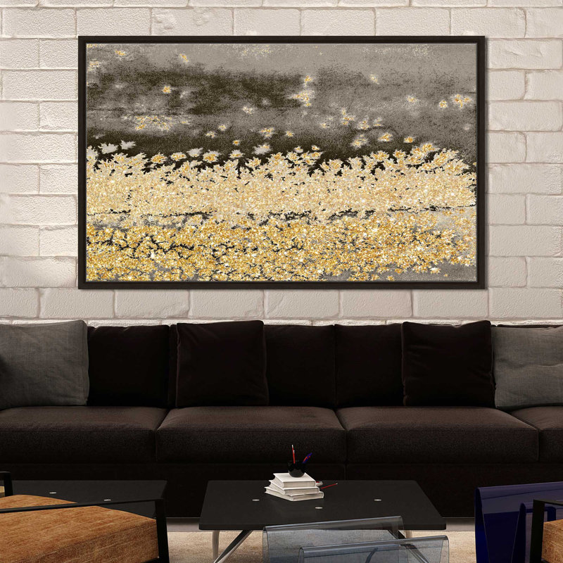 «Gold Winds Square II», reproduction d'art sur toile encadrée, H 21,5 po x l 33,5 po x P 2 po