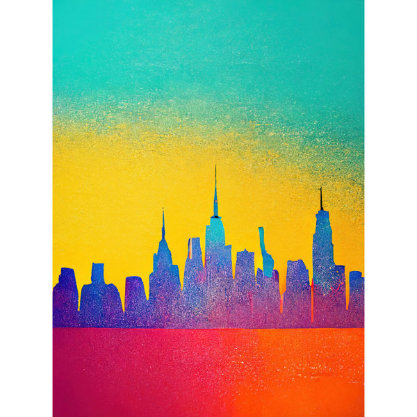 Wee Blue Coo Bright Abstract New York Skyline Cityscape - Print ...