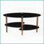 Table basse moderne ovale en verre noir pour le salon - Facile à nettoyer, multifonctionnelle, capacité de 220 lb-1867296607-1867296600
