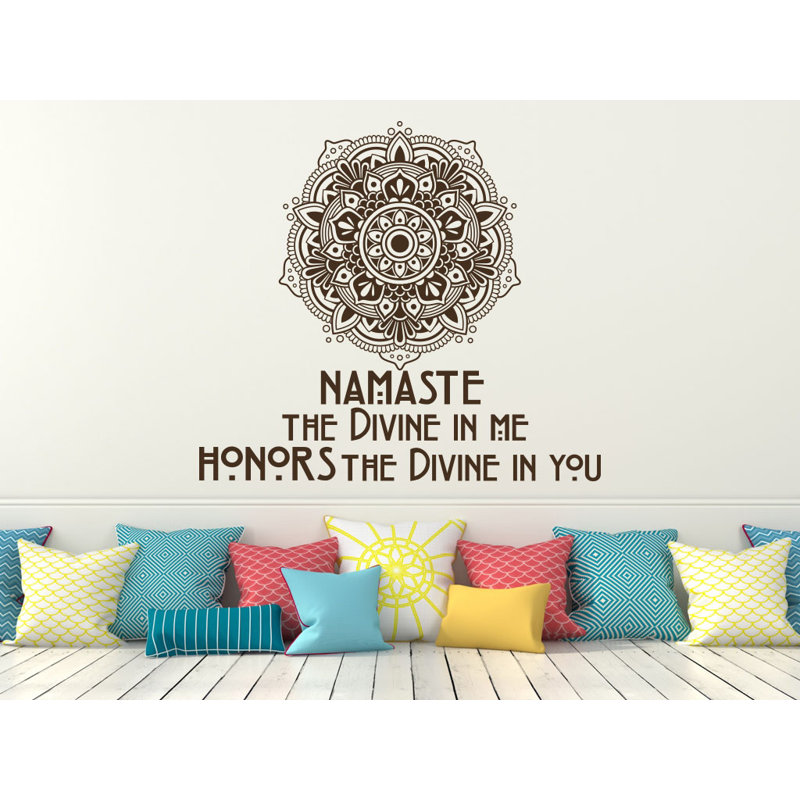 Décalcomanie murale décoration mandala Namaste, Brun