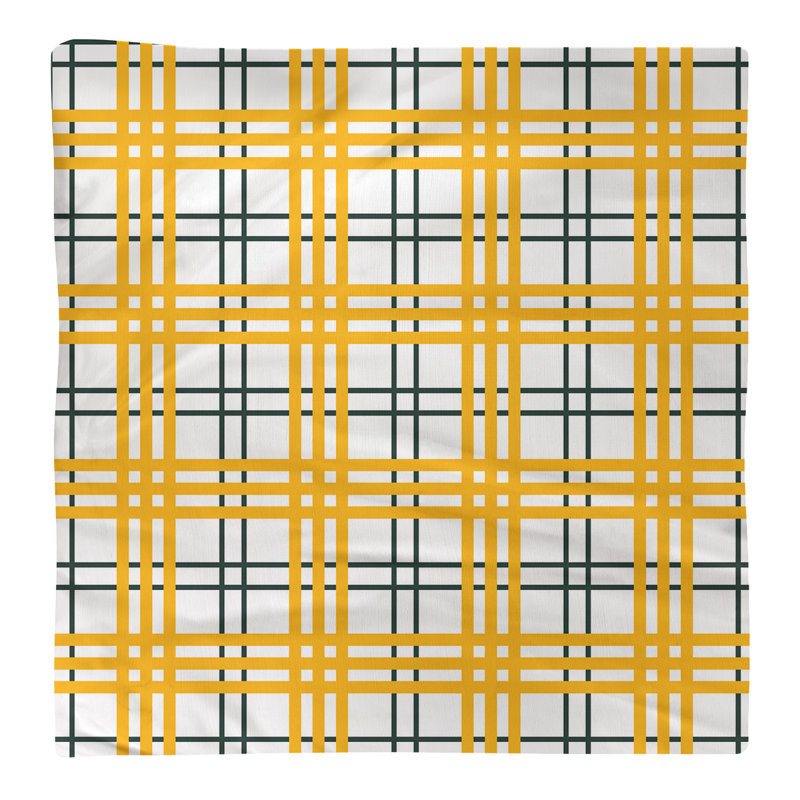 Plaid Square Napkin, White/Dark Green/Gold, 10" x 10", Polyester