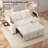65 Inch Convertible Sofa Bed With Pull-Out Sleeper, Corduroy Fabric, Adjustable Backrest, Hidden Storage Armrests With Cup Holders, Side Table & Charging Port-981644499