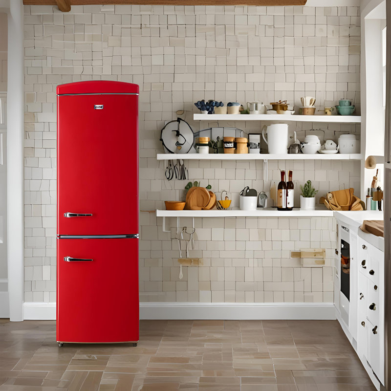 24" Freezer 10.78 cu. ft. Refrigerator Bottom, Red