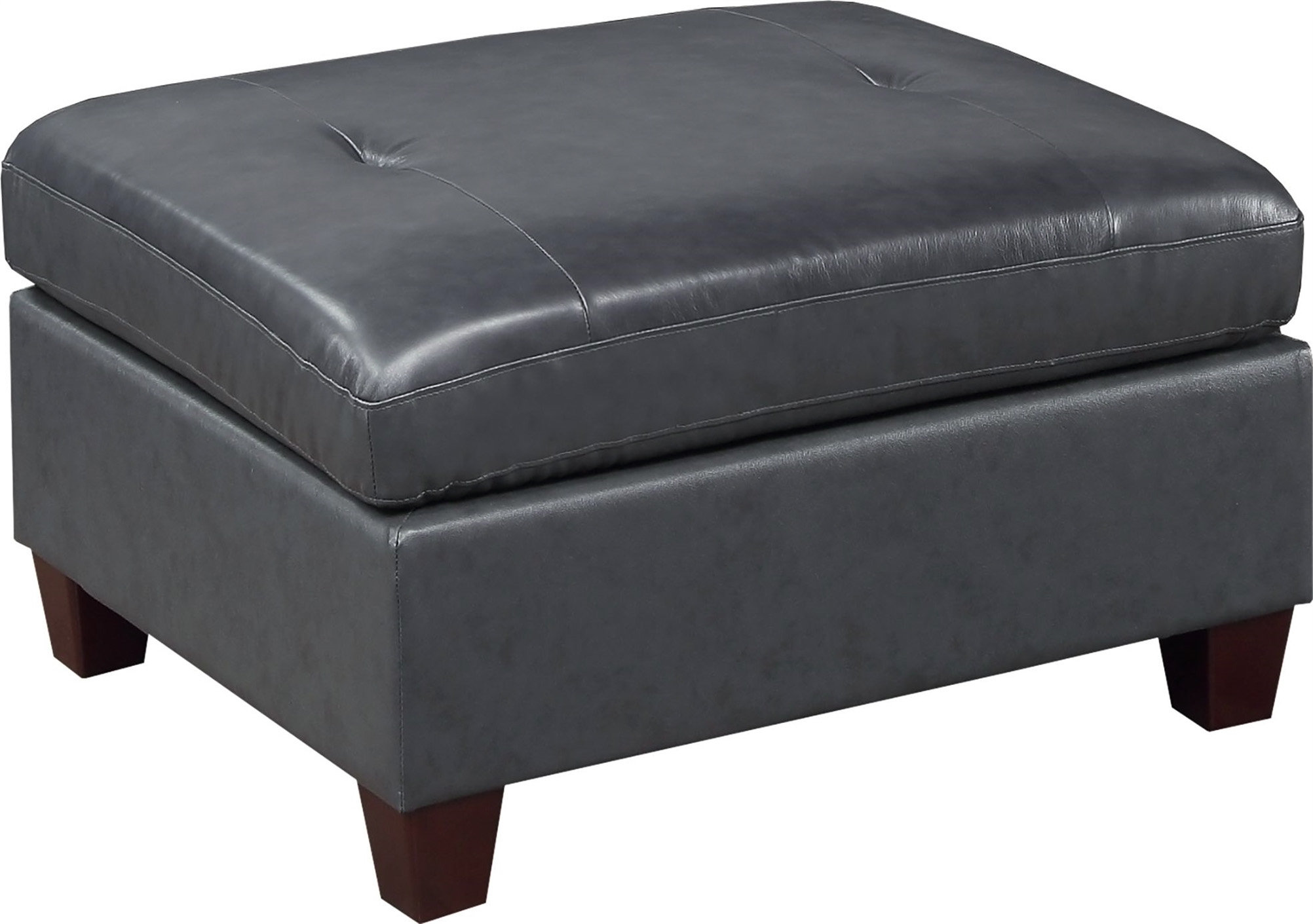 Hokku Designs Contemporary Genuine Leather 1Pc Ottoman Black Color Tufted Seat Living Room ...