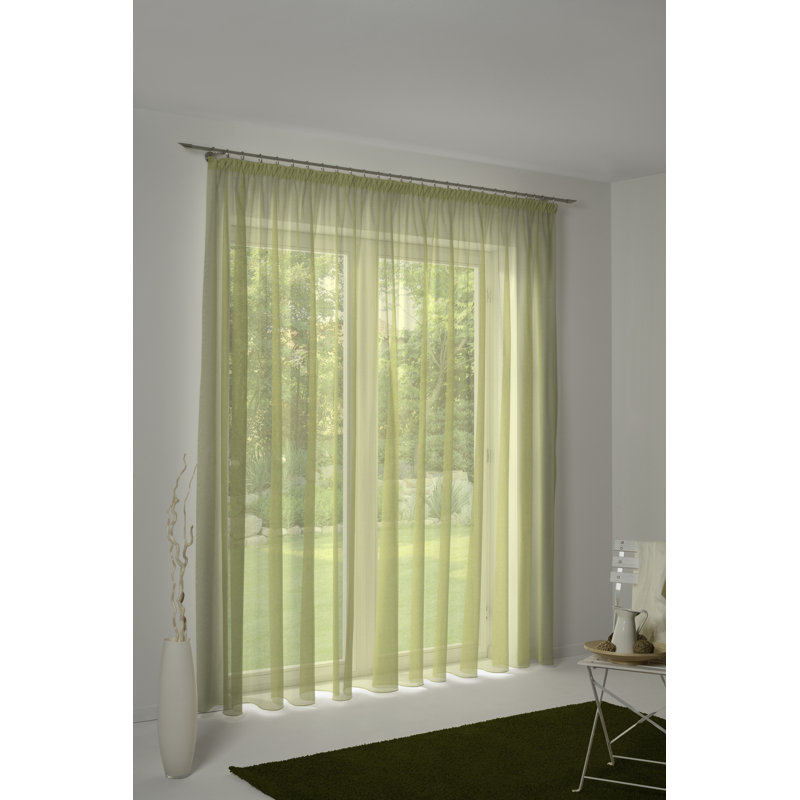 Peck Slot Top Semi Sheer Single Curtain, Green