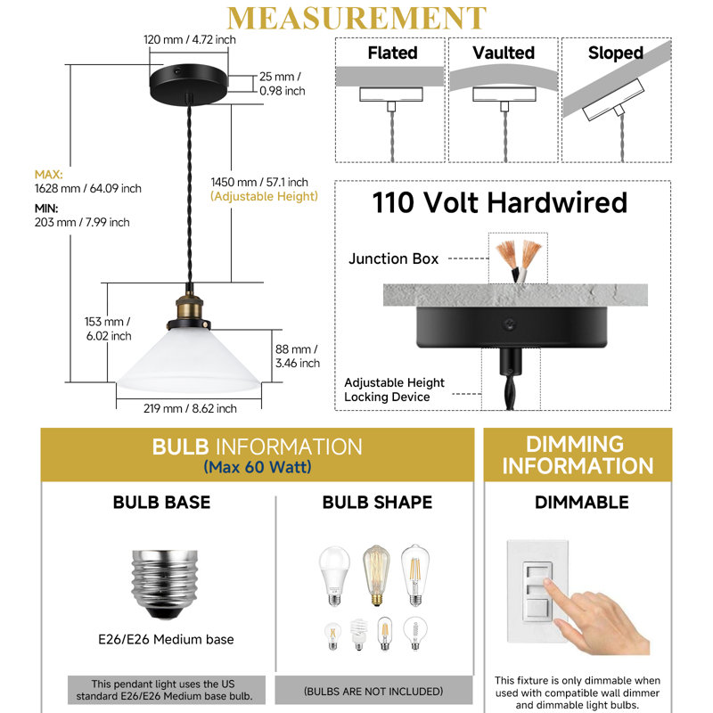 Luminaire suspendu simple à intensité variable