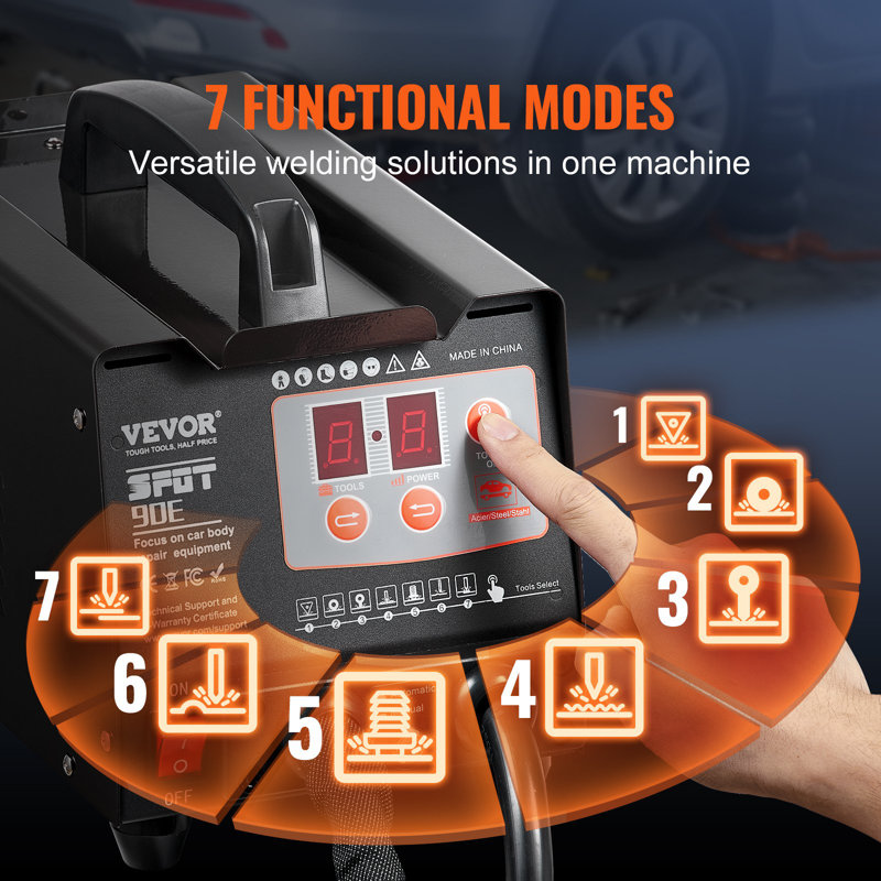 Stud Welder Dent Repair Kit, 220V 3KW Spot Welder Dent Puller With Auto/Manual Welding & 7 Versatile Modes, Auto Body Spot Welding Dent Puller Machine For Car, Truck Dent Repair