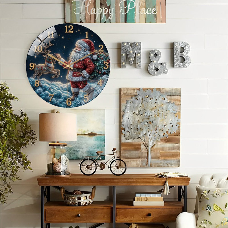 Horloge murale avec horloge murale en verre 12 po