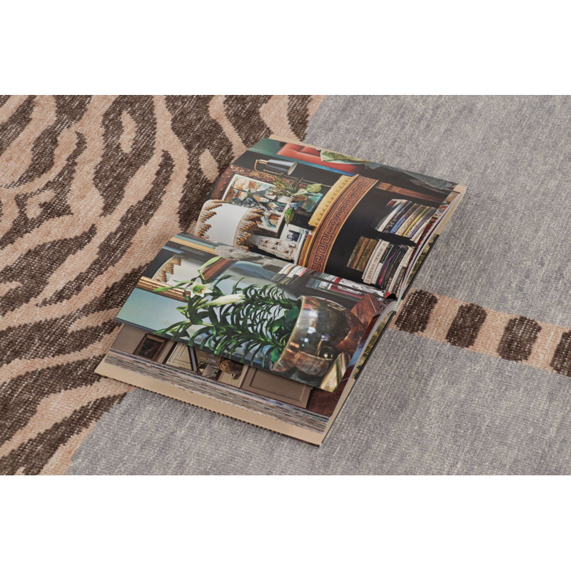 Rug & Kilim’S Distressed Tiger Rug In Gray With Beige And Brown Pictorial