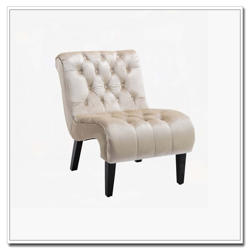 Chaise de salon en velours sans accoudoirs, Beige