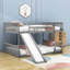 Lit superposé double au dessus d'un lit double en bois avec glissade-1617040879