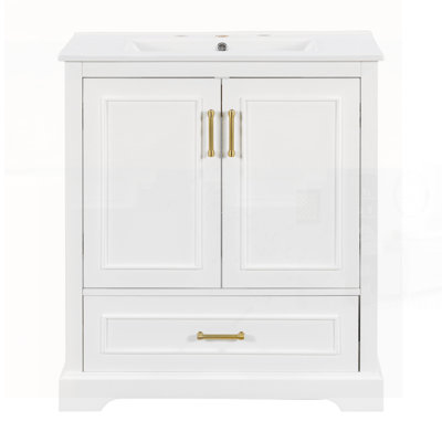 Bathroom Vanity With Sink, MDF And Solid Wood Frame, Spacious Storage, And Soft-Close Doors For Modern Bathrooms