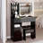 37-Inch Vanity Table With Sliding LED Mirror, Built-In AC/USB Sockets, And Cushioned Stool For Makeup And Storage-240564803