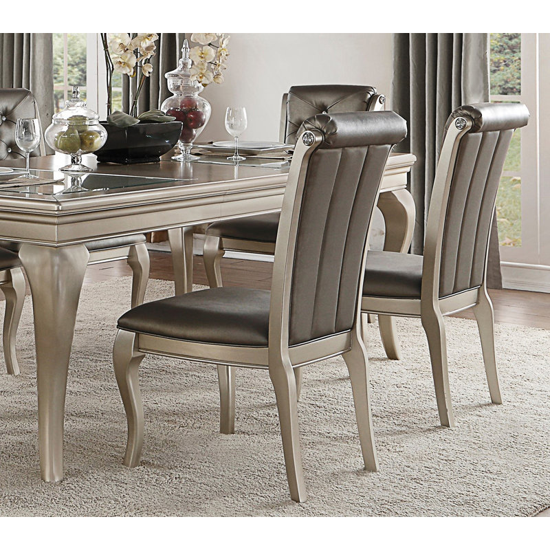 2Pc Crystal Button-Tufted Side Chairs Set