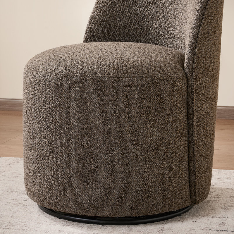Upholstered Fully Assembled Swivel Dining Chairs (Set Of 2), Boucle Brown